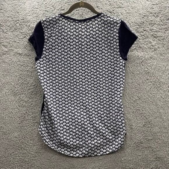 Maison Jules Medium Blue Elephant Blouse Casual Fun Animals Lightweight - Picture 5 of 9